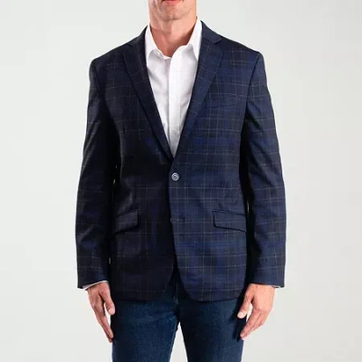 The Savile Row Co Mens Plaid Modern Fit Sport Coat In Blue