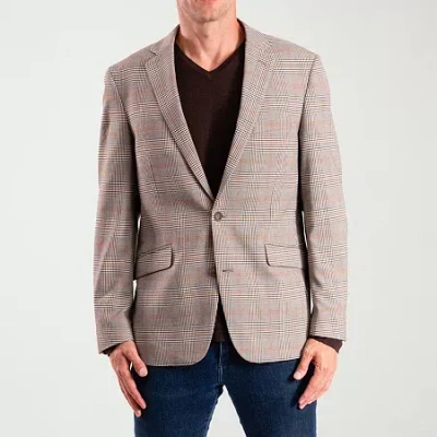 The Savile Row Co Mens Plaid Modern Fit Sport Coat In Sand