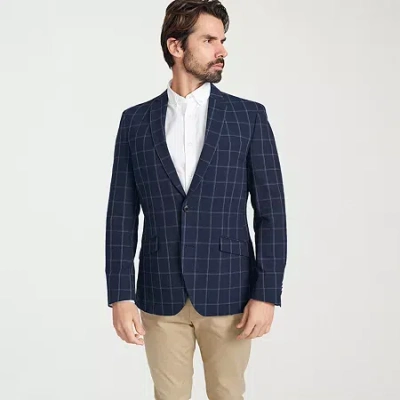 The Savile Row Co Mens Windowpane Modern Fit Sport Coat In Blue