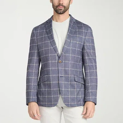 The Savile Row Co Mens Windowpane Modern Fit Sport Coat In Blue