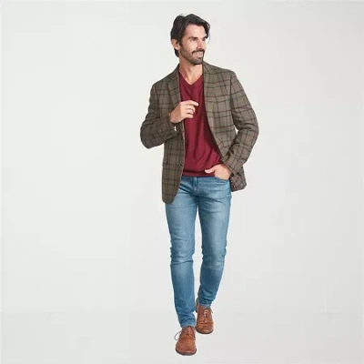 The Savile Row Co Mens Windowpane Modern Fit Sport Coat In Green