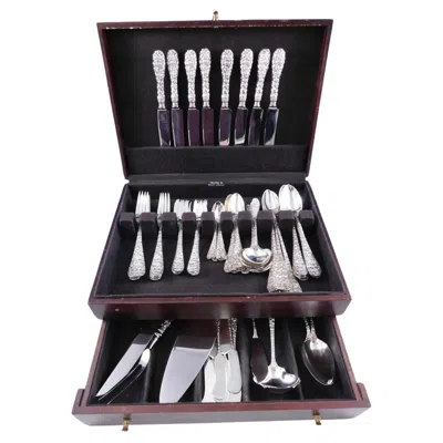 Pre-owned The Schofield Company Baltimore Rose By Schofield Sterling Silver Flatware Set 79 Pcs Most Plain Back In Red
