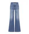 The Seafarer Jane Blue Trousers With Front Pockets And Washed Effect In Cotton Woman In Blue