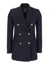 The Seafarer Betty Blue Jacket With Shoulder Pads And Metallic Buttons In Virgin Wool Woman In Blu