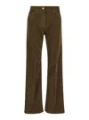 The Seafarer Brown Five-pocket Jeans In Courduroy Woman In Green