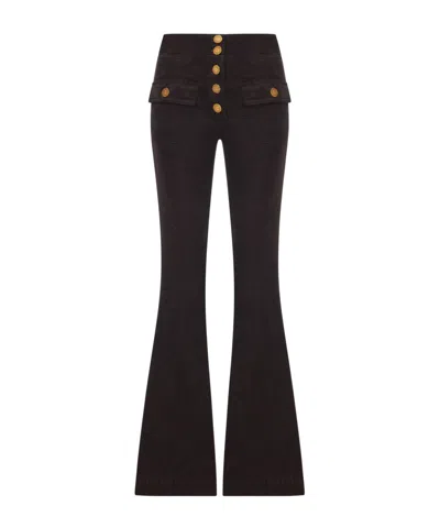 The Seafarer Button-detail Casual Trousers In Burgundy