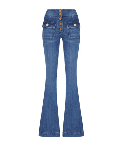 The Seafarer Button-fastening Flared-leg Jeans In Blue
