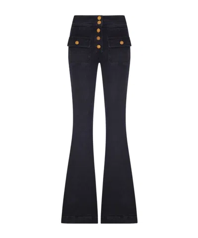 The Seafarer Button-up Flared Jeans In Black
