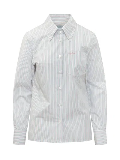 The Seafarer Classic Striped Mini Pocket Shirt In Bianco