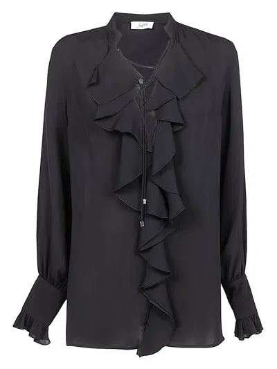 The Seafarer Long Sleeve Ruched Shirt In Black
