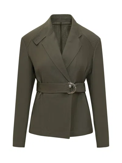 The Seafarer Mini Jacket With Belt And Rever In Verde