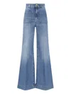 The Seafarer Jane Blue Trousers With Front Pockets And Washed Effect In Cotton Woman
