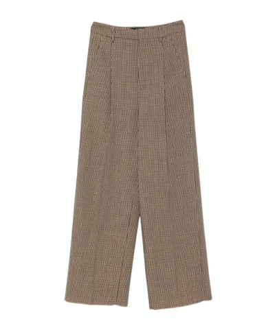 The Seafarer Sascia Checked Wide-leg Pants In Brown