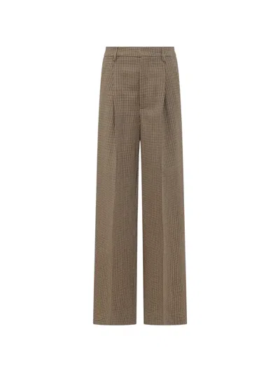 The Seafarer Sascia Houndstooth Pleated Trousers In Braun