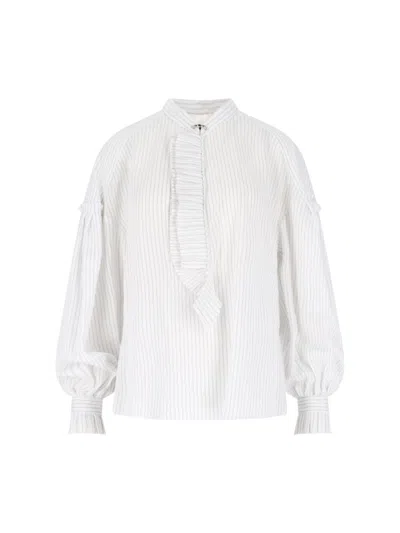 THE SEAFARER STRIPED RUFFLE BLOUSE