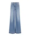 The Seafarer Jane Blue Trousers With Front Pockets And Washed Effect In Cotton Woman In Blue
