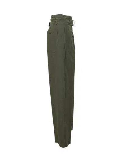 The Seafarer Wide Leg Trousers With Belt In Verde