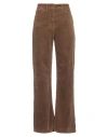 The Seafarer Brown Five-pocket Jeans In Courduroy Woman In Green