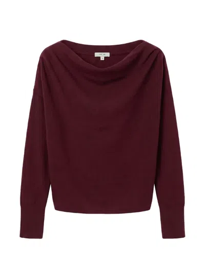 The Sei Asymmetric Draped Sweater In Burgundy