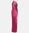 The Sei Asymmetric Gathered Silk Satin Gown In Pink