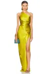 The Sei Asymmetric Gathered Wrap Gown In Green