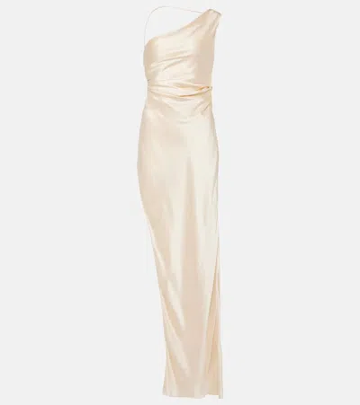 The Sei Asymmetric Silk Satin Gown In Green