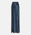 The Sei Asymmetric Silk Satin Maxi Skirt In Blue