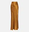 The Sei Asymmetric Silk Satin Maxi Skirt In Brown