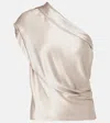 The Sei Asymmetric Silk Satin Top In Beige