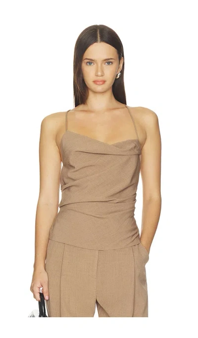 The Sei Asymmetrical Cowl Top In Brown