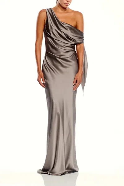 The Sei Asymmetrical Drape Gown With Tie In Steel In Gray