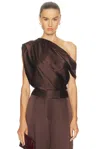 The Sei Asymmetrical Drape Top In Brown
