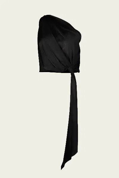 The Sei Asymmetrical Drape Top With Tail In Black