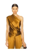 The Sei Asymmetrical Lapel Top In 焦茶色