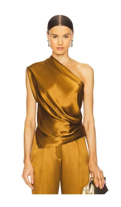 The Sei Asymmetrical Lapel Top In 焦茶色