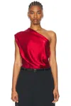 The Sei Asymmetric Drape Sweater In Cherry