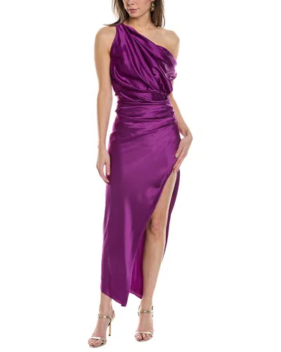 The Sei Asymmetrical Silk Maxi Dress In Purple