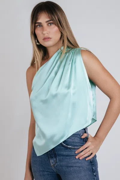 The Sei Asymmetrical Slant Top In Seafoam In Blue