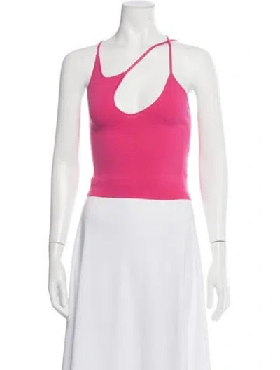 Pre-owned The Sei Asymmetrical Sleeveless Crop Top In Black