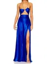 The Sei Asymmetrical Strappy Gown In Sapphire In Blue