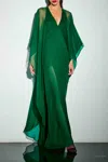 The Sei Back Cascade Caftan Gown In Verdant