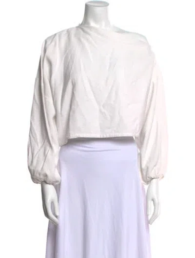 Pre-owned The Sei Bateau Neckline Long Sleeve Crop Top In White