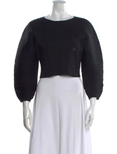 Pre-owned The Sei Bateau Neckline Long Sleeve Top In Black