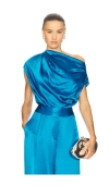 The Sei Draped Top In Blue