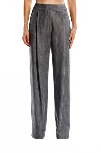 The Sei Boyfriend Relaxed Wide Leg Trouser In Grey Chambray Suiting In Multi