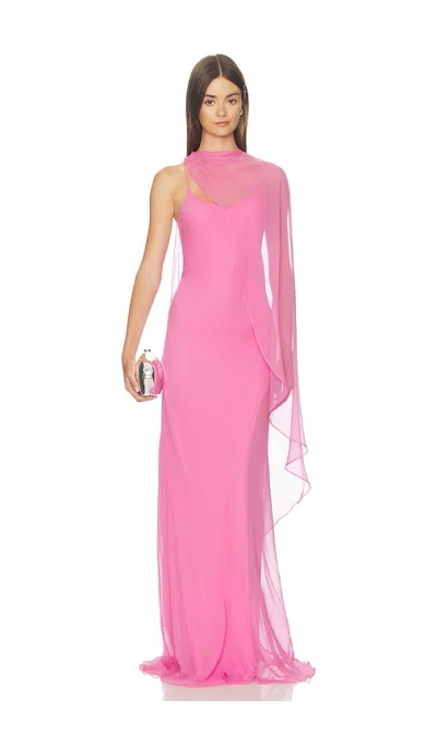 The Sei Cami Gown With Slit And Cape In Pink