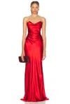 The Sei Cowl Bustier Gown In Crimson