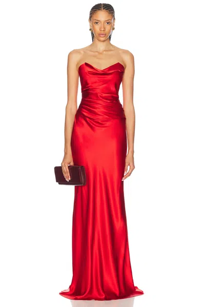 The Sei Cowl Bustier Gown In Red