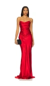 The Sei Cowl Bustier Gown In Crimson