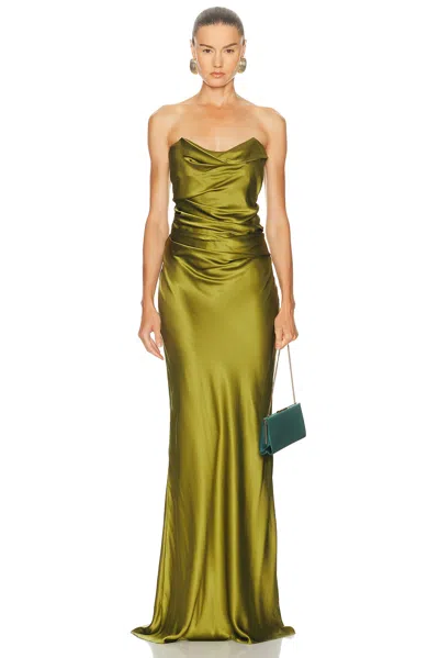The Sei Cowl Bustier Gown In Green